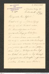k.k. naturhistorisches Hofmuseum, Intendanzakten 1885-1896 (Hauer), Aktenzahl Z.570/1889, Seite 1